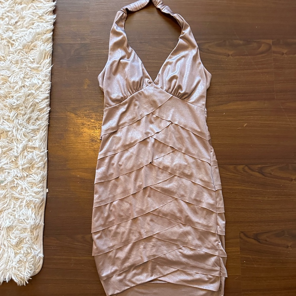 Trixxi Pink Shimmery Halter Dress Size M
